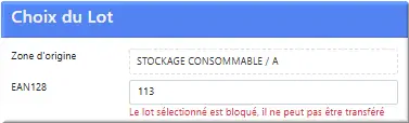 Lot bloqué non transféré